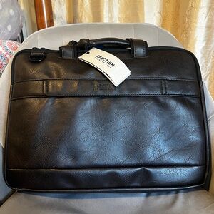 NWT Kenneth Cole Reaction Dark Brown Leather Briefcase